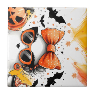 Cute Funny Halloween Ghost Kakelplatta