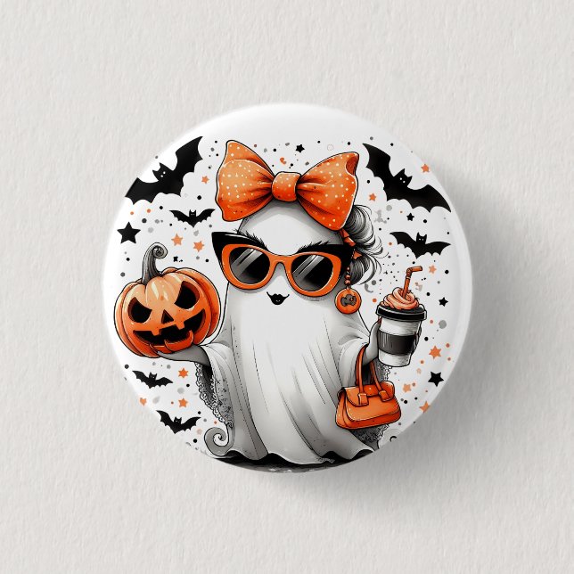 Cute Funny Halloween Ghost Knapp (Framsida)