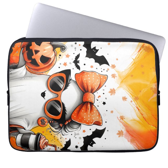 Cute Funny Halloween Ghost Laptop Fodral (Framsidan)