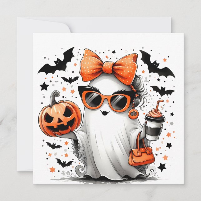 Cute Funny Halloween Ghost Spara Datumet (Framsida)