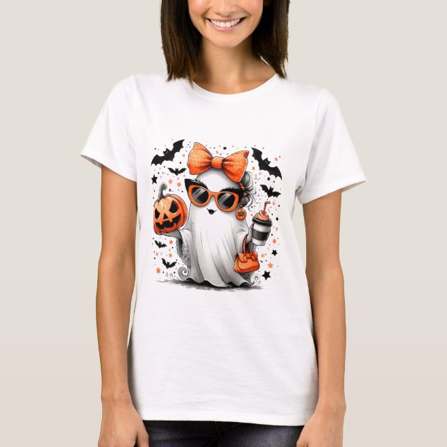 Cute Funny Halloween Ghost T Shirt (Framsida)