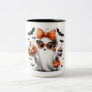 Cute Funny Halloween Ghost Två-Tonad Mugg