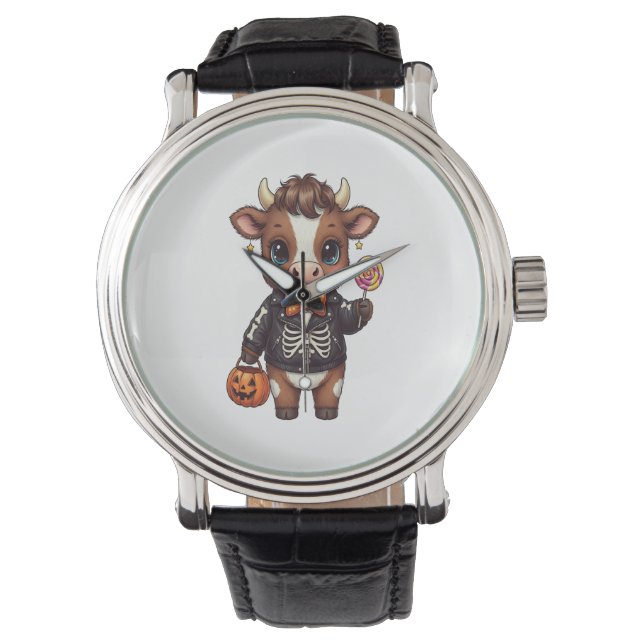 Cute Funny Halloween Highland Cow Armbandsur (Framsida)