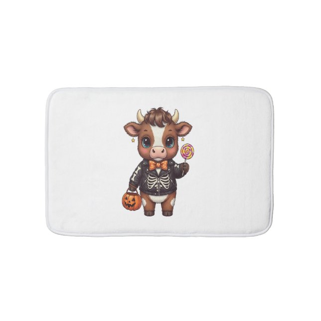 Cute Funny Halloween Highland Cow Badrumsmatta (Framsidan)