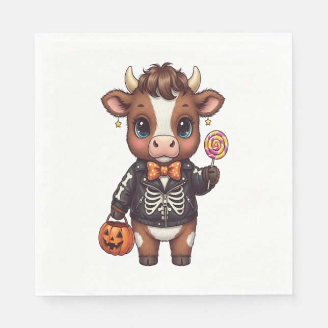 Cute Funny Halloween Highland Cow Pappersservett (Framsidan)