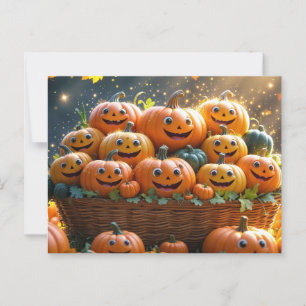Cute Funny Halloween Thanksgiving Pumpkins Vykort