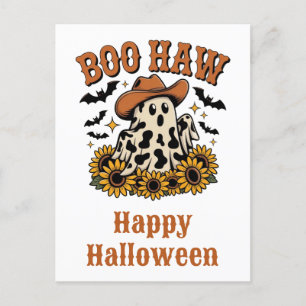 Cute Funny Halloween Westernare Land Cow Ghost Vykort