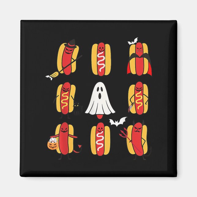 Cute Funny Halloweiners Hett Hund Spöken Halloween Magnet (Framsidan)