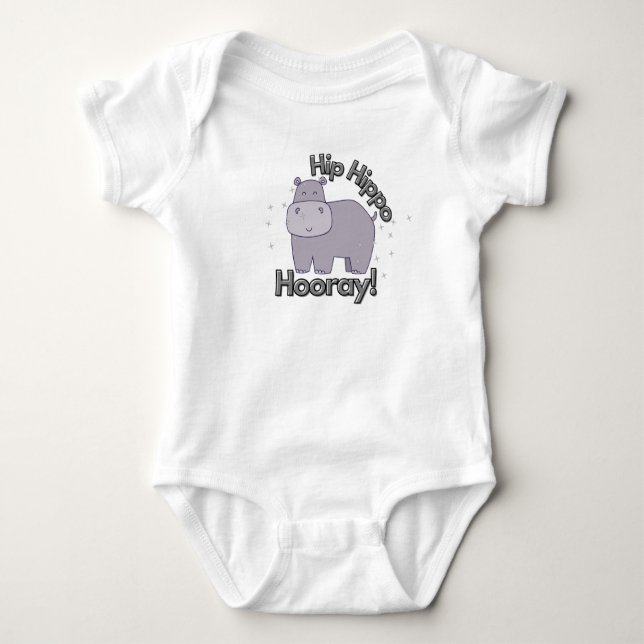 Cute, funny Hip Hippo Hooray Hippopotamus T Shirt (Framsida)