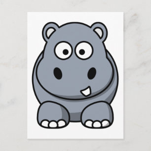Cute Funny Hippo Vykort