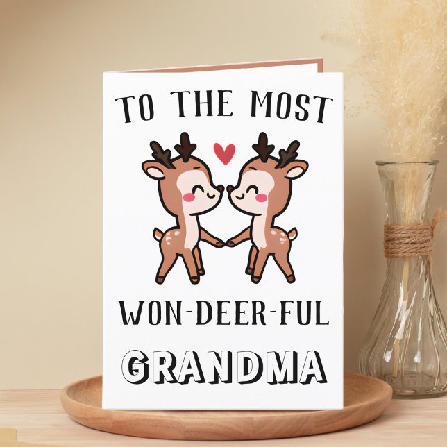 Cute Funny Hjort Buck Wonderful Grandma Birthday Tack Kort (cute deer birthday card for grandmother)