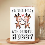 Cute Funny Hjort Buck Wonderful Make Birthday Tack Kort<br><div class="desc">Tittar du ett unikt sätt att uttrycka kärlek och humor för din make/maka? Vårt roliga hälsningskort för hjort är perfektens val för alla make på hans födelsedag eller till och med för en bröllop-årsdag. Anpassa den genom att lägga till ditt eget personliga meddelande. Utformningen har två söta baby hjort och...</div>