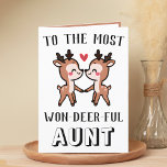 Cute Funny Hjort Buck Wonderful Moster Birthday Tack Kort<br><div class="desc">Tittar du ett unikt sätt att uttrycka kärlek och humor? Vårt roliga hälsningskort för hjort är perfektens val för alla moster på hennes födelsedag! Anpassa den genom att lägga till ditt eget personliga meddelande. Utformningen har två söta baby hjort och ett meddelande till det mest vördade hjort moster.</div>