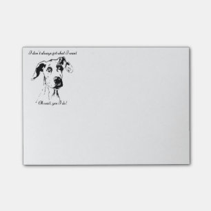 Cute Funny Hund-citatet från Great dane, förstört Post-it Block