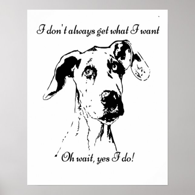 Cute Funny Hund-citatet från Great dane, förstört  Poster (Framsidan)