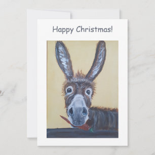 Cute Funny jul Donkey Julkort