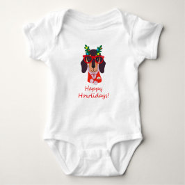 Cute Funny jul Hund Dachshund Lycklig Howlidays T Shirt