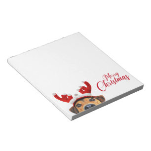 Cute Funny Jul Hund Reindeer Antler Headband Anteckningsblock