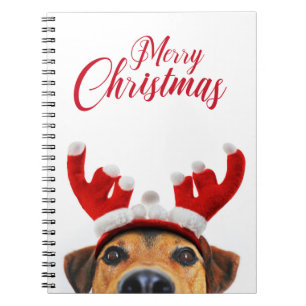 Cute Funny Jul Hund Reindeer Antler Headband Anteckningsbok
