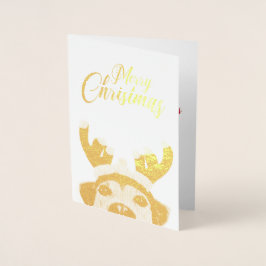 Cute Funny Jul Hund Reindeer Antler Headband Folierat Kort