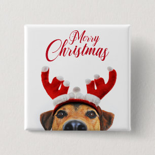 Cute Funny Jul Hund Reindeer Antler Headband Knapp