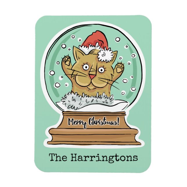 Cute Funny jul Kat, eget namn magnet (Vertikal)