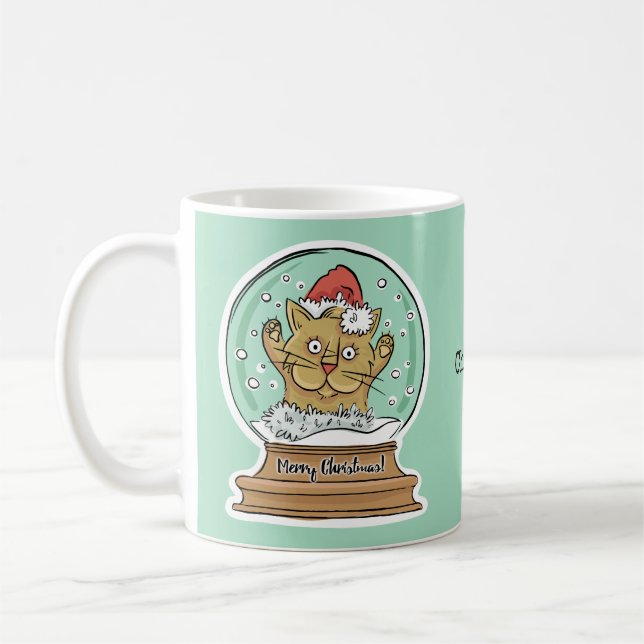 Cute Funny jul Kat eget namn mugg (Vänster)