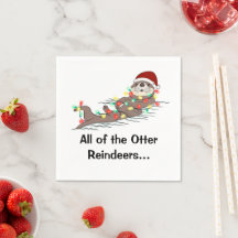 Cute Funny jul Ljus Otter Reindeers