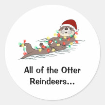 Cute Funny jul Ljus Otter Reindeers