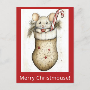 Cute Funny julmus Stockar vattenfärg Vykort