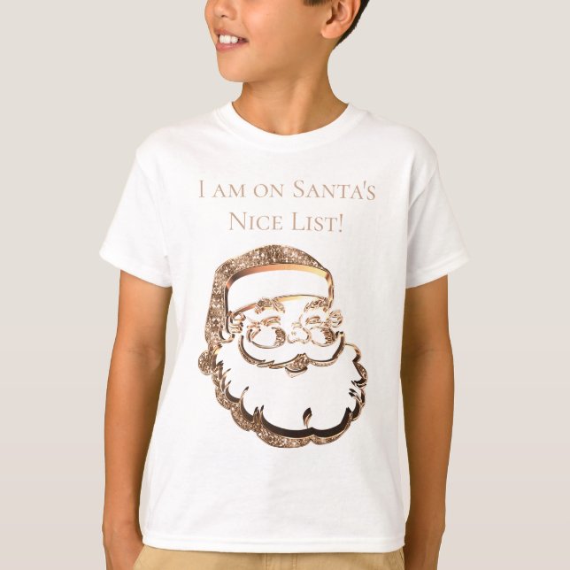 Cute Funny Jultomten Nice List Elegant Faux Guld T Shirt (Framsida)