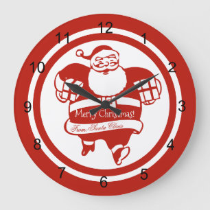 Cute Funny Jultomten Red and White God-jul Stor Klocka