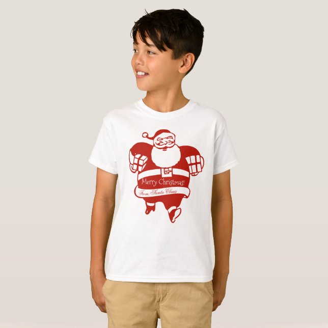 Cute Funny Jultomten Red and White God-jul T Shirt (Hel framsida)