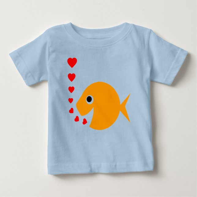 Cute Funny Kärlek Goldfish Tecknad Infant Onsies Tee (Framsida)