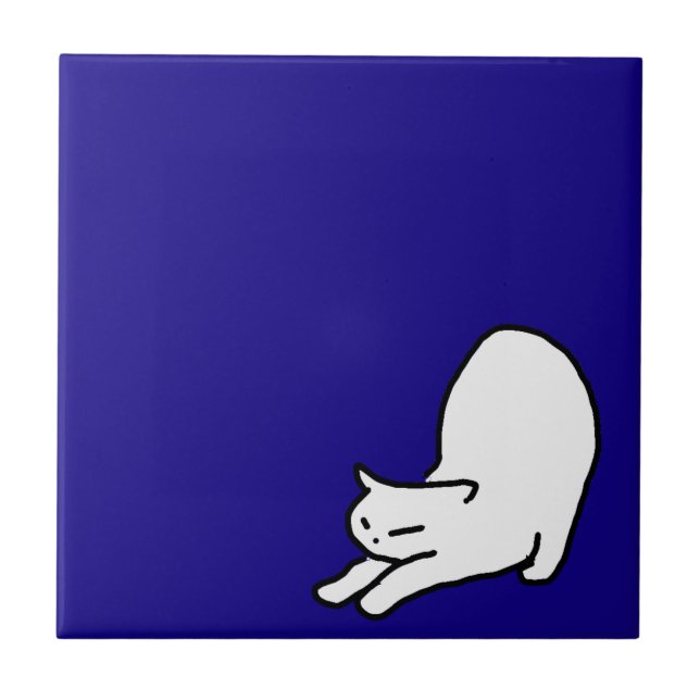 Cute&funny kattlucka på blå kakelplatta (Framsidan)