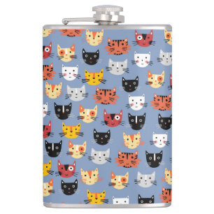 Cute Funny Kattunge Ansikte Mönster Blue Fickplunta
