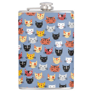 Cute Funny Kattunge Ansikte Mönster Blue Fickplunta