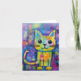 Cute Funny Kattunge Mixed Media Animal Pet Kort