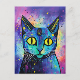 Cute Funny Kattunge Mixed Media Animal Pet Vykort
