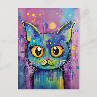 Cute Funny Kattunge Mixed Media Animal Pet Vykort