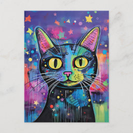 Cute Funny Kattunge Mixed Media Animal Pet Vykort