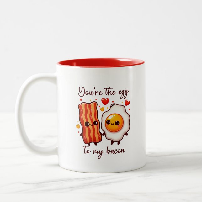 Cute Funny Kawaaii Food Pun Valentine Day Två-Tonad Mugg (Vänster)