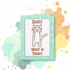 Cute Funny Kawaii Cat Tecknad Budget födelsedag Kort