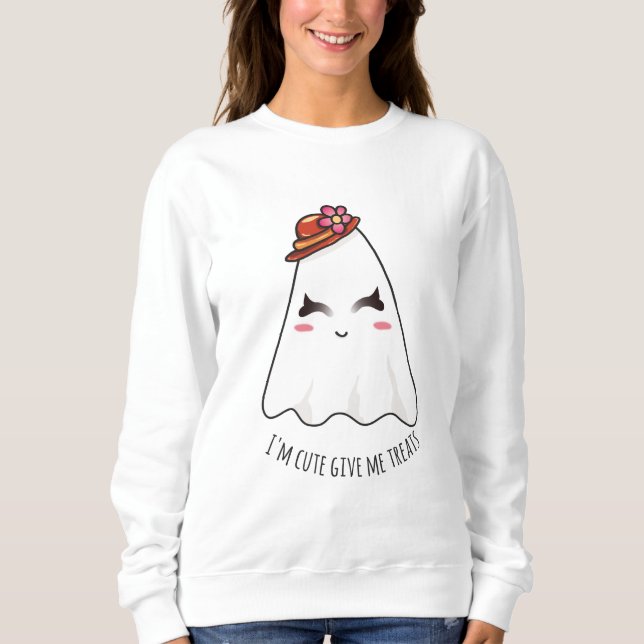 Cute Funny Kawaii Halloween Ghost Women's T Shirt (Framsida)