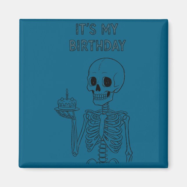 Cute Funny Kawaii Skeleton Birthday Skull Happy Wo Magnet (Framsidan)