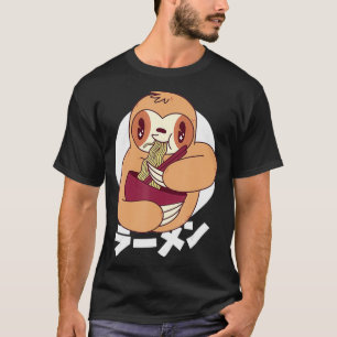 Cute Funny Kawaii Sloth Eating Ramen Noodles Japan T Shirt