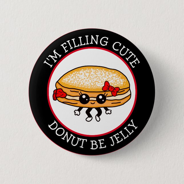 Cute Funny Kawaii Stil Jelly Donut Puns Button Knapp (Framsida)