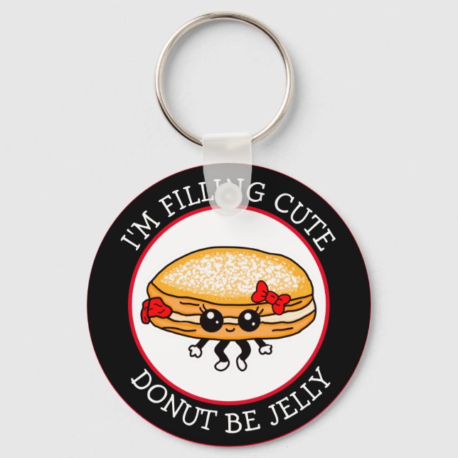 Cute Funny Kawaii Stil Jelly Donut Puns Keychain Nyckelring (Framsida)