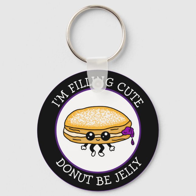 Cute Funny Kawaii Stil Jelly Donut Puns Keychain Nyckelring (Framsida)