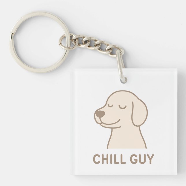 Cute Funny Keychain - "Chill Guy" Tecknad hund (Framsidan)